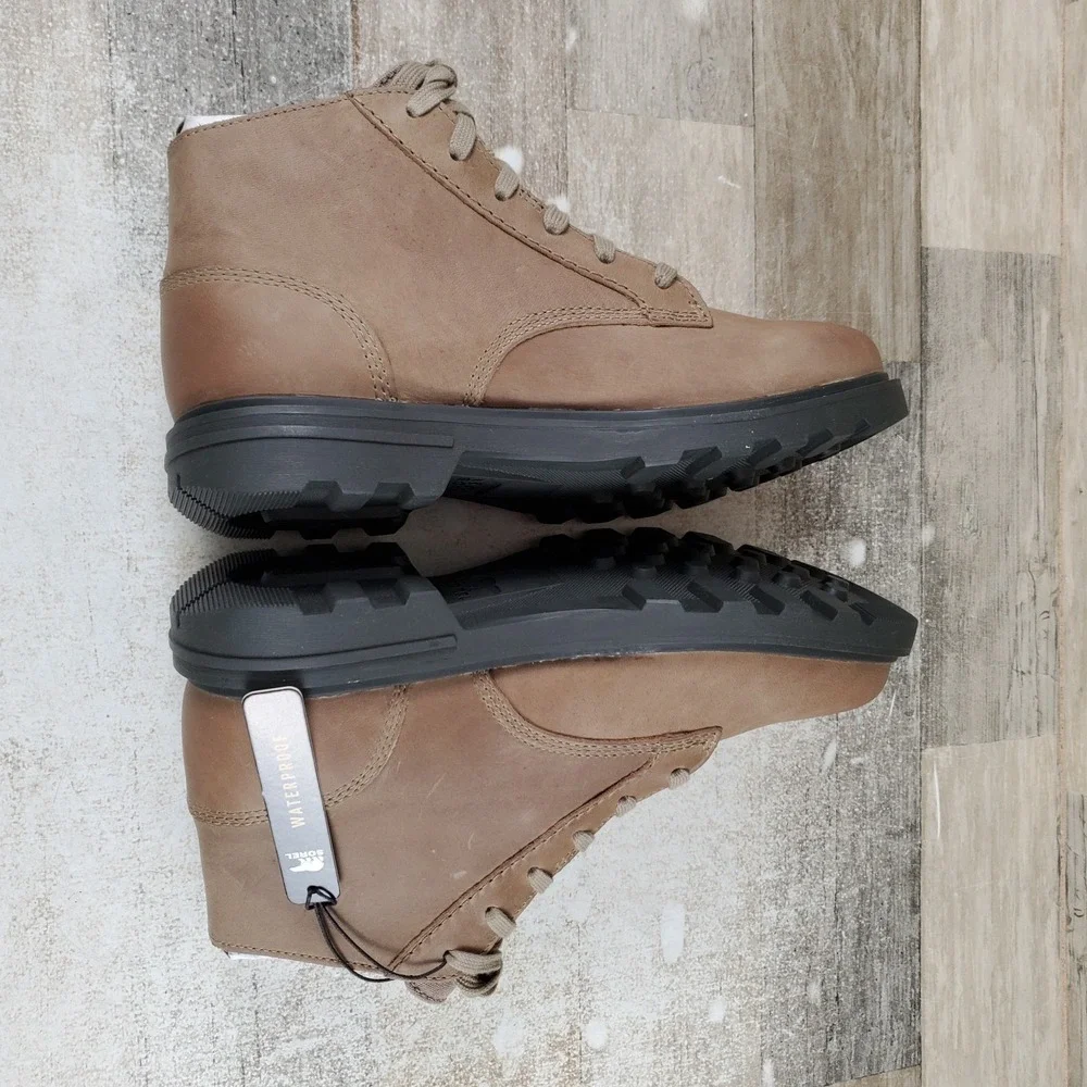 Sorel Cyprus Mens Boots Sz 7 Khaki Ii/Jet Leather Waterproof Lace Up Round Toe